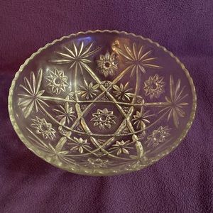 Vintage Crystal Bowl Star of David 10” wide